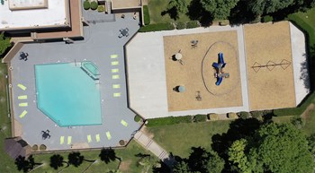 pool and park aerial at Avalon Hills Apartments in Phoenix Arizona 2021